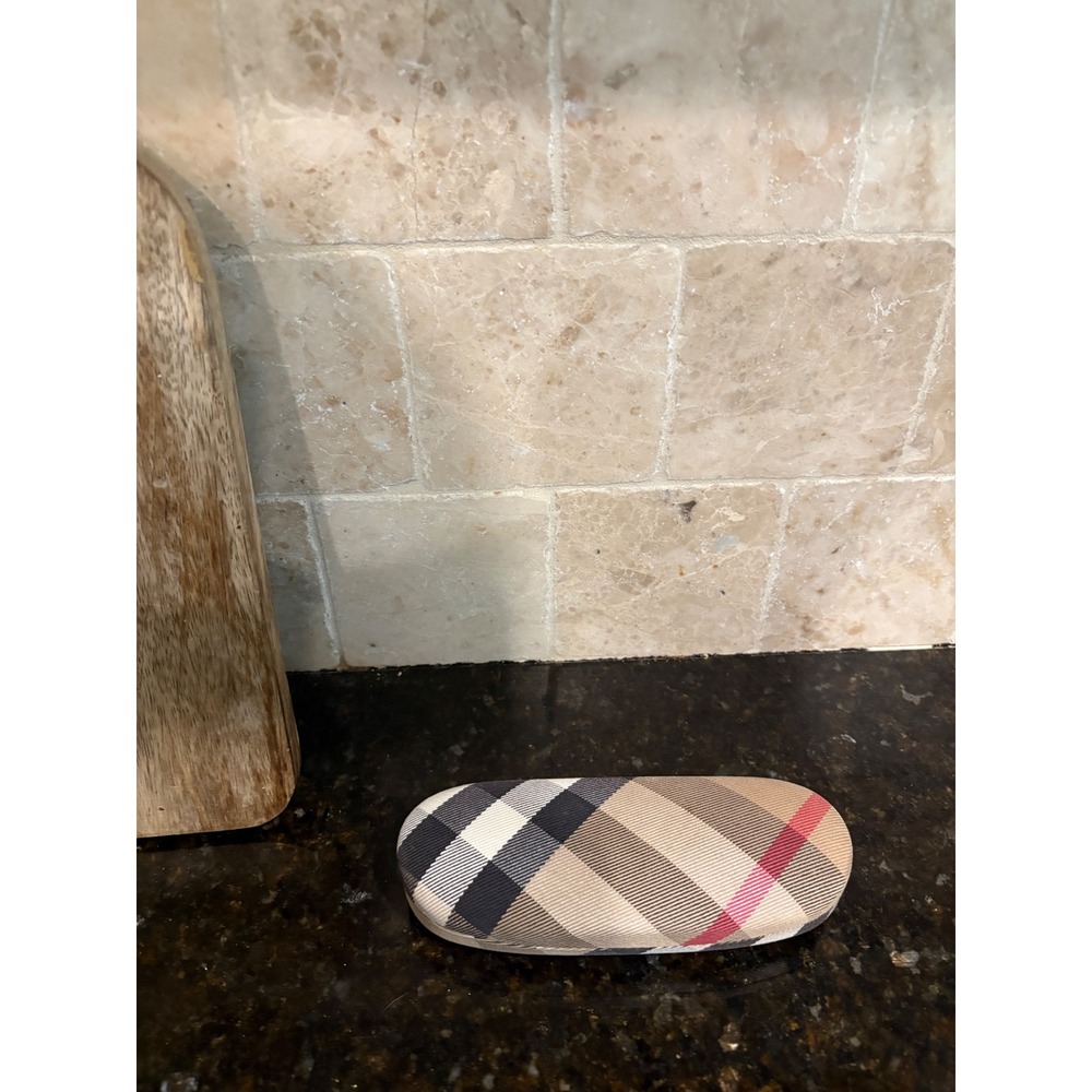 Burberry House Check Hard Glasses Case Made in Italy Beige Tan Plaid Eyewear